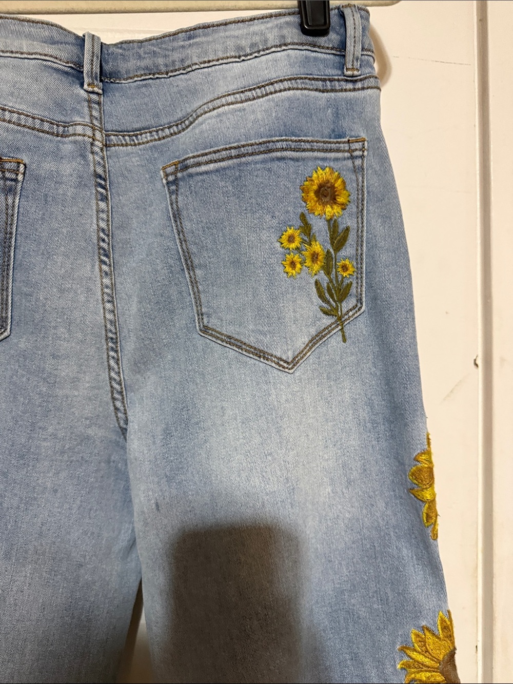 Oli & Hali Light Blue Flare Jeans with Yellow Sunflower Embroidery - Picture 9 of 14